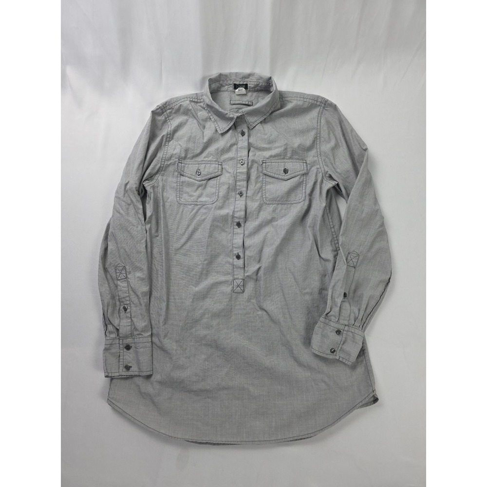 J.Crew Shirt Mens Mens Gray Long Sleeve Popover Utility Cotton Style 37664